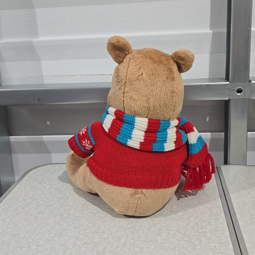 Disney Store 2008 Winnie the Pooh With‎ Christmas Sweater and Scarf